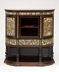 Vetrina, c.1890 (palissandro intarsiato con avorio, rivestimento originale in velluto)