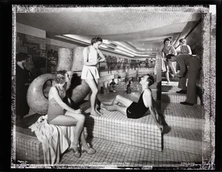S.S. "Normandie", Piscina, Classe Cabine, 1935 circa (foto b/n)