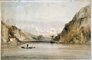Hms Beagle nelle vie del mare della Terra del Fuoco (acquerello)