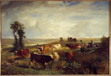 Veduta presa dalle alture di Suresnes (Hauts de Seine). Dipinto di Constant Troyon (1810-1865)