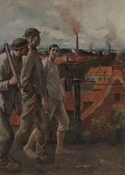 Il ritorno dei minatori (olio su tela)