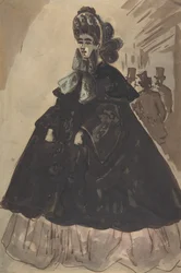 Una signora con cappello e cappotto