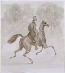 Uomo su cavallo al trotto