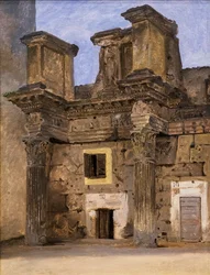 Il tempio di Minerva sul Foro di Nerva a Roma, 1840 circa (olio su carta montato su tela)