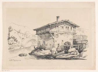 Casa e mulino ad acqua in un villaggio di montagna
