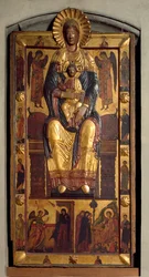 Vergine sul trono con il bambino, due angeli, gli apostoli. L