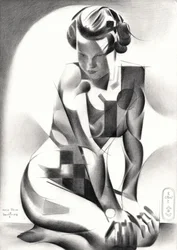 Figura in stile Art Déco contemplativa