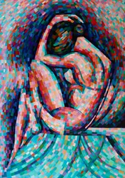 Donna contemplativa in mosaico