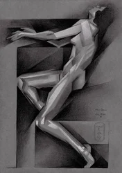 Nudo sdraiato in stile cubista