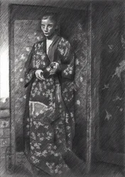 Elegante donna in kimono giapponese