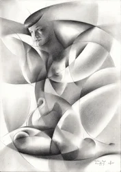 Donna nuda in stile geometrico