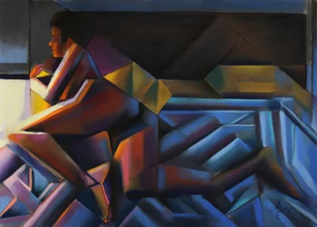 La donna geometrica riflette