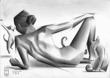 Donna geometrica e gatti