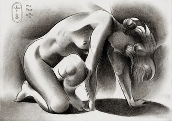 Nudo inginocchiato con grazia