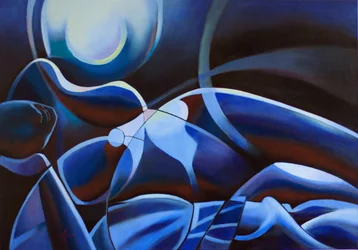 Figura blu al chiaro di luna