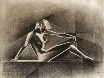 Nudo cubista pensieroso