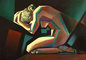 Figura pensierosa in ginocchio