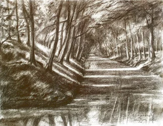 Riflessi sul canale in penombra