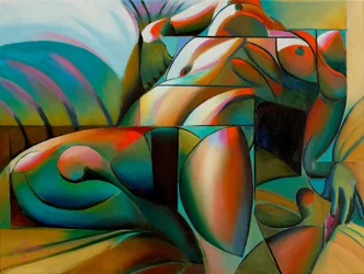 Nudo astratto dai colori vivaci