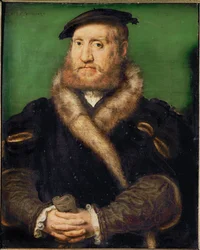 Ritratto di uomo barbuto con pelliccia (dipinto su rovere)