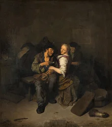 Giovane coppia in una taverna