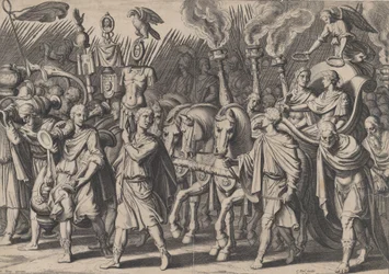 Tavola 7: Processione trionfale dopo la vittoria sui turchi, dai Trionfi di Carlo V, 1614