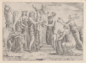 Speculum Romanae Magnificentiae: Otto donne che sacrificano a Priapo, XVI secolo