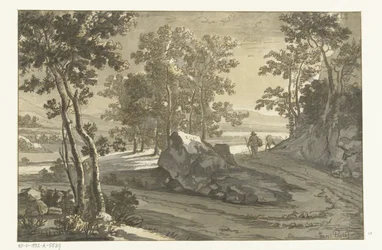 Paesaggio alberato con mandriano