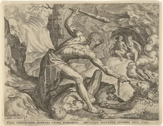 Ercole trascina Cerbero fuori dall