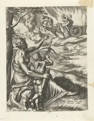 Venere ordina a Cupido di trafiggere il cuore di Plutone con una freccia (serie La storia di Plutone e Proserpina)