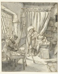 Un artista con un modello nel suo studio