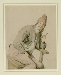 Contadino seduto con una pipa in mano