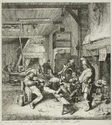 Suonatore di violino in una taverna