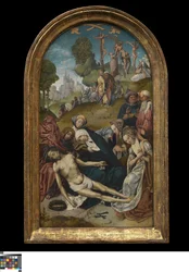 Il lamento; sullo sfondo la diminuzione della croce