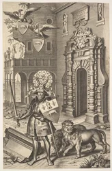 Ritratto allegorico del conte Tassis, illustrazione da Jean Jacques Chifflet, Les marques ..., 1645