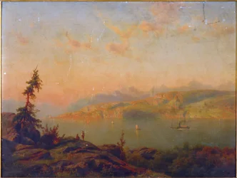 Viaggiatori che riposano vicino al fiume