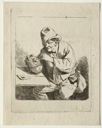Contadino che accende la sua pipa, metà 1600