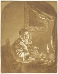 Dama alla luce di una candela