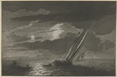Veduta marina con luna piena