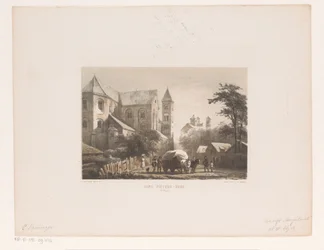 Bovini con carro davanti a una chiesa dell