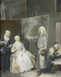 Il paesaggista Dirk Dalens III (1688-1753) con la sua seconda moglie Maria Schaack (m. 1766) e i figli Anna (nata 1725), Willem (1737-60) e Jacobus (1741-63)