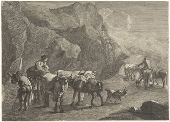 Paesaggio roccioso con pastori