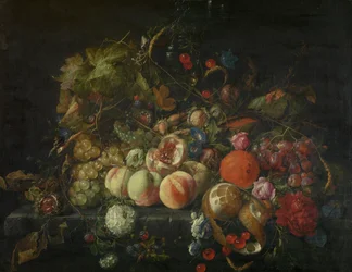 Natura morta con fiori e frutta, 1670 circa (olio su tela)