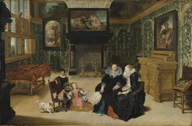 Interno, chiamato "salone di Rubens" - di Vos, Cornelis de (1584-1651). Olio su legno. Dimensioni: 75x115 cm. Nationalmuseum Stoccolma
