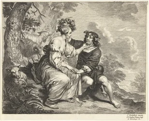 Pastore e pastorella nel paesaggio
