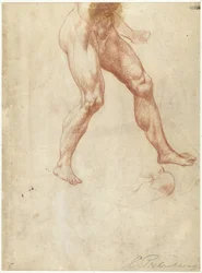 Studio della parte inferiore del corpo di un nudo maschile in movimento