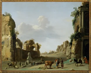 Vista del Campo Vaccino con un asino ...