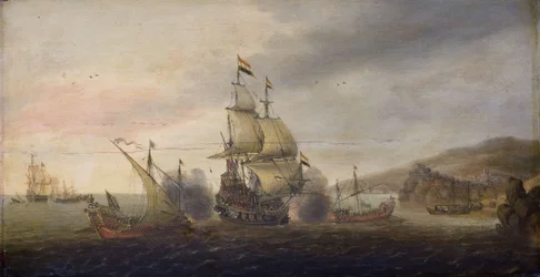 Battaglia navale tra navi da guerra olandesi e galeoni spagnoli, c.1633-50