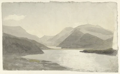 Luce solare su un lago vicino a Snowdon, Llanberis, Galles del Nord