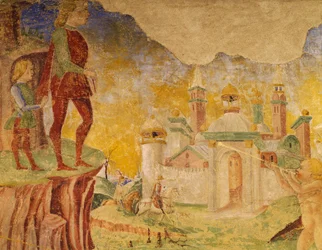 Trionfo di Cerere, scena del Mese di Agosto, attribuito a Cosimo Tura e Maestro di Ercole, dettaglio, ca 1470